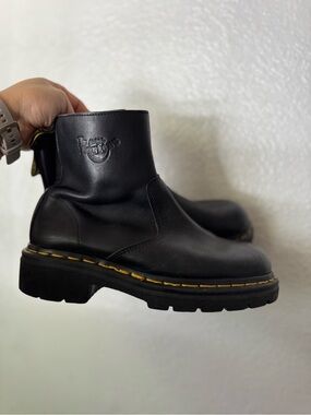 Dr. Martens Black Leather Chelsea Boots with Yellow Stitching
